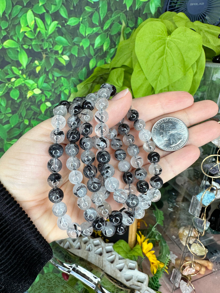 Tourmalated Quartz bracelet - Empath, Protection from negativity, balances yin and Yang