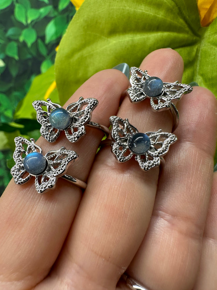 Labradorite Butterfly Adjustable Ring