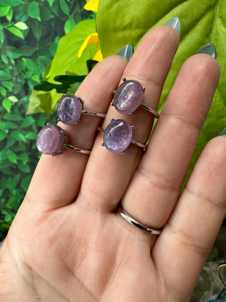 Gem Lepidolite Adjustable Ring