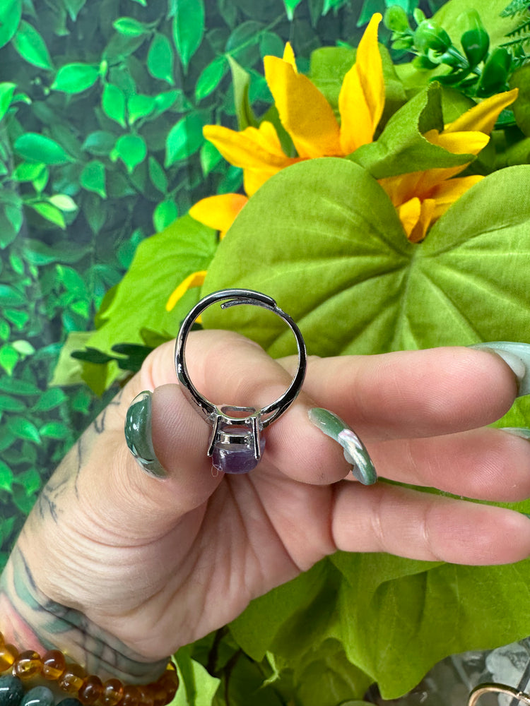 Gem Lepidolite Adjustable Ring