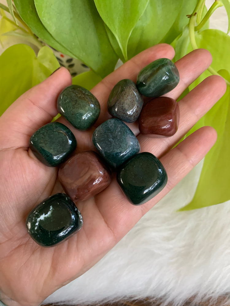 Moss agate tumble