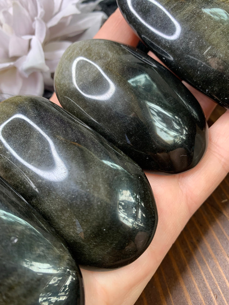 Golden Sheen Obsidian palmstone