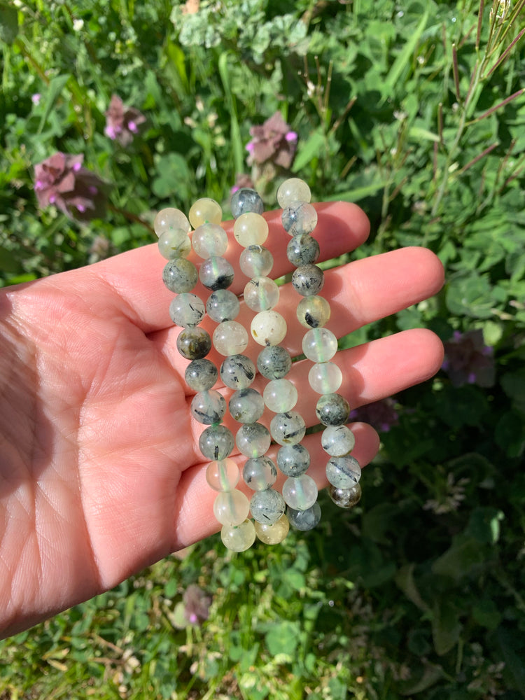 Prehnite with Epidote inclusion bracelet