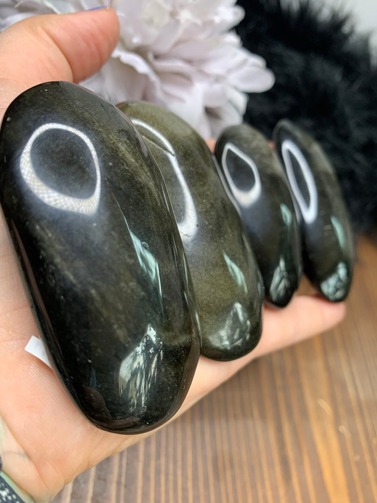 Golden Sheen Obsidian palmstone