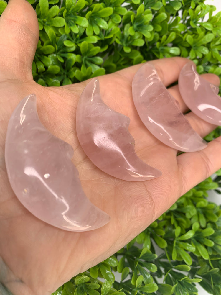 Rose Quartz Moon Carving