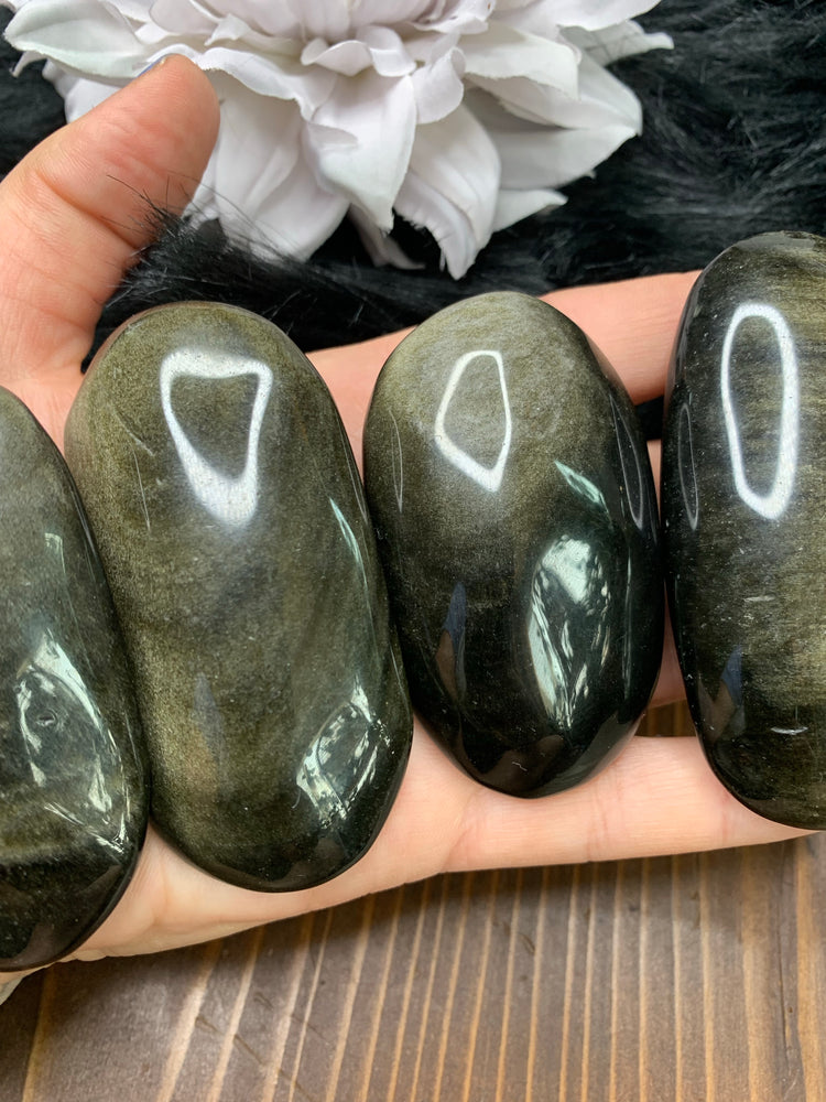 Golden Sheen Obsidian palmstone