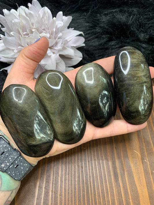 Golden Sheen Obsidian palmstone