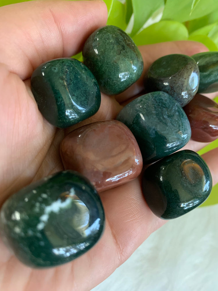 Moss agate tumble