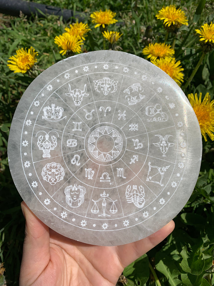 Selenite Zodiac Plate